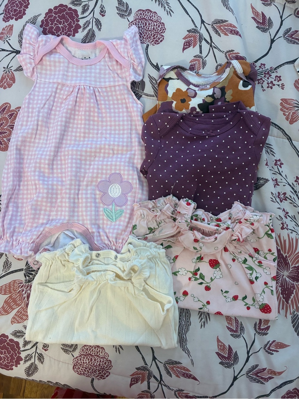 Bundle Set of 5 pieces. The two Carter onesies are long sleeves.
